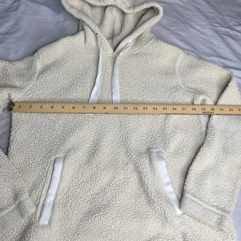 Abercrombie & Fitch Womens XS Cream Sherpa Fleece Hoodie Pullover A&F Cozy
